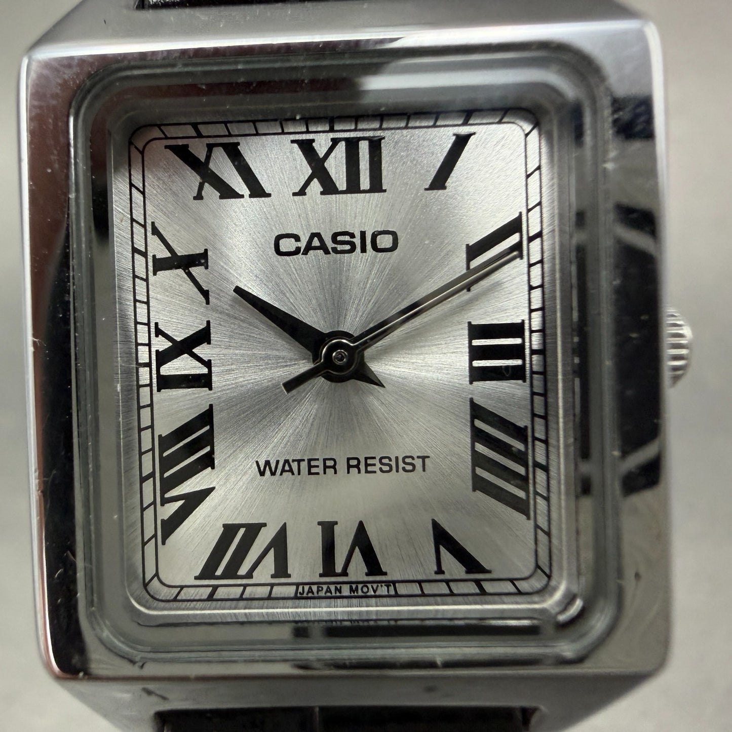 Casio Tank Watch Women 22mm Silver Dial Silver Tone Rectangle LTP-V007 New Batt1