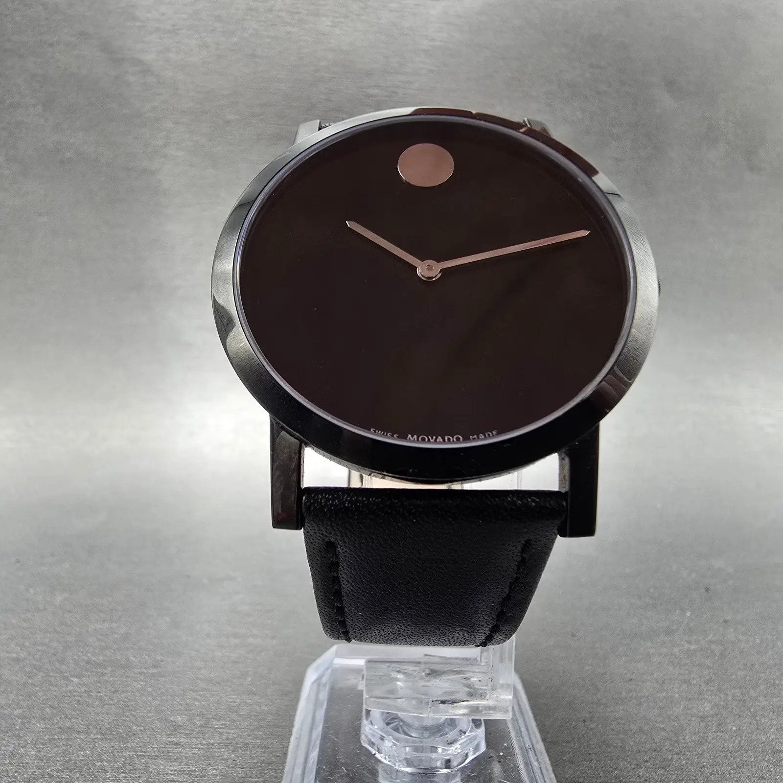 Movado Museum Watch Men 40mm Black Dial Black Tone 84 G1 1855.A New Battery7
