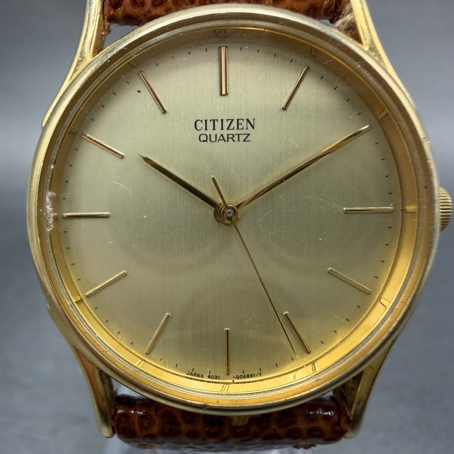 Citizen Watch Unisex 31mm Gold Dial Gold Tone Round 6031-G00 996 New battery1
