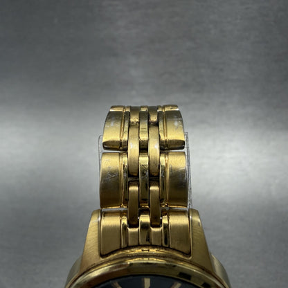Seiko Watch Women 29mm Black Dial Gold Tone Date Round 6N22-00A0 New Battery AB4