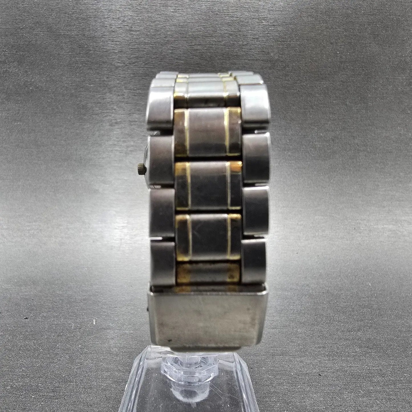 Seiko SQ Watch Men 33mm Black Dial Two Tone Daydate Round 2633-7039 PARTS VTG8