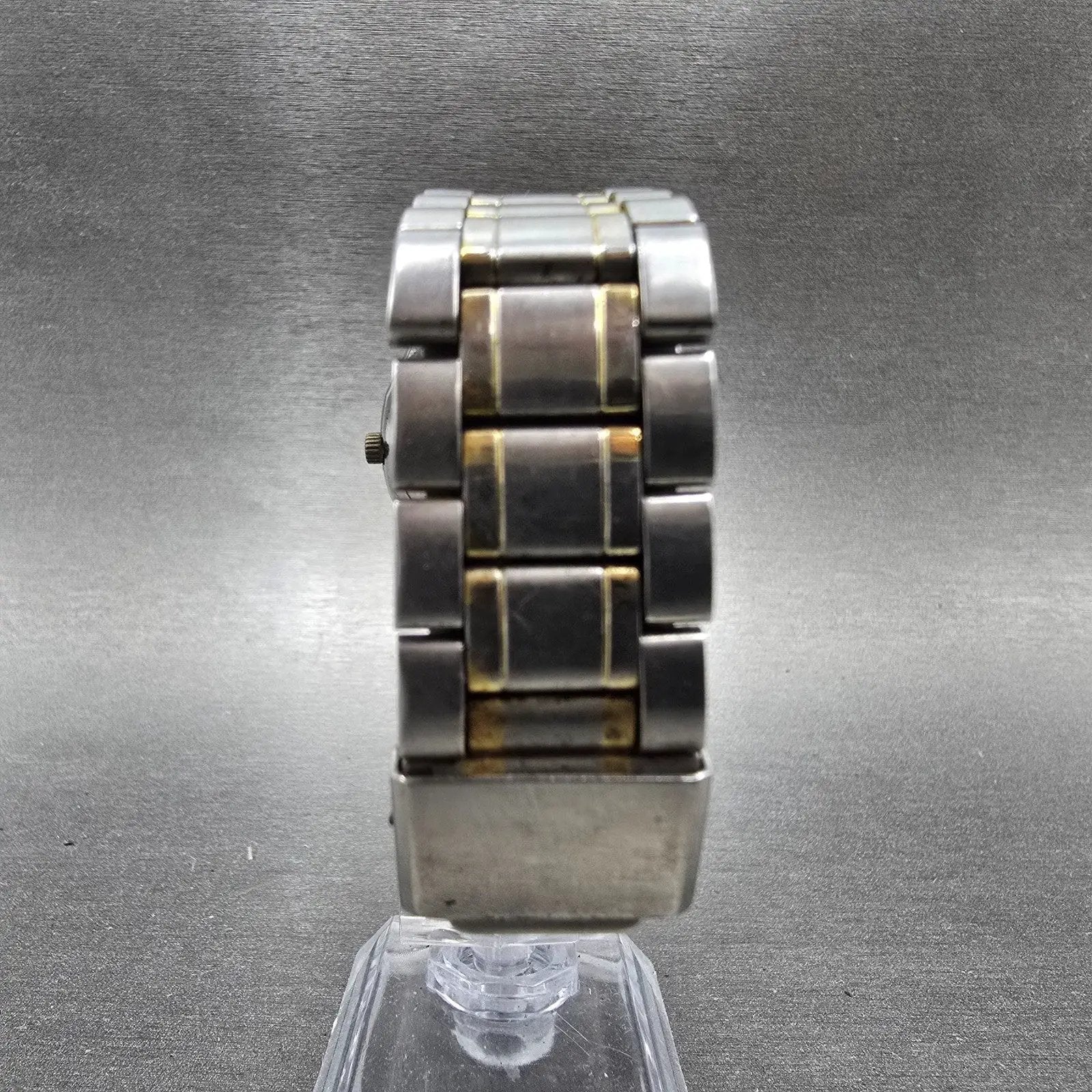 Seiko SQ Watch Men 33mm Black Dial Two Tone Daydate Round 2633-7039 PARTS VTG8