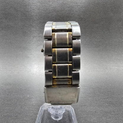 Seiko SQ Watch Men 33mm Black Dial Two Tone Daydate Round 2633-7039 PARTS VTG8