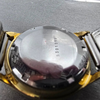 Seiko Automatic Watch Men 37mm Silver Dial Gold Tone Daydate 6619-9990 READ!!!!!9