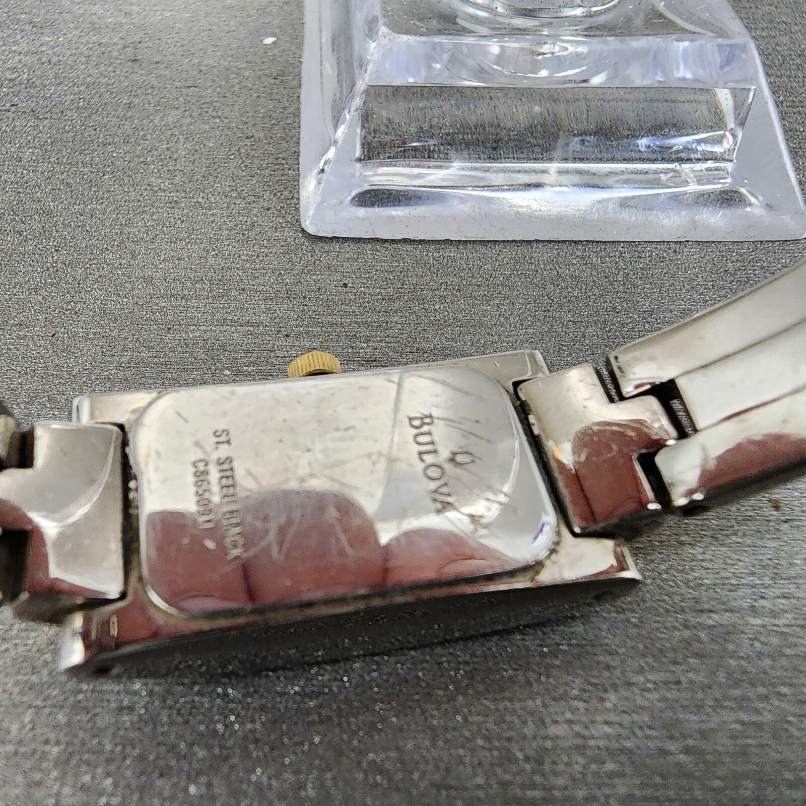 Bulova Tank Watch Women 14mm Silver Dial Two Tone Rectangle 98T60 New Battery10