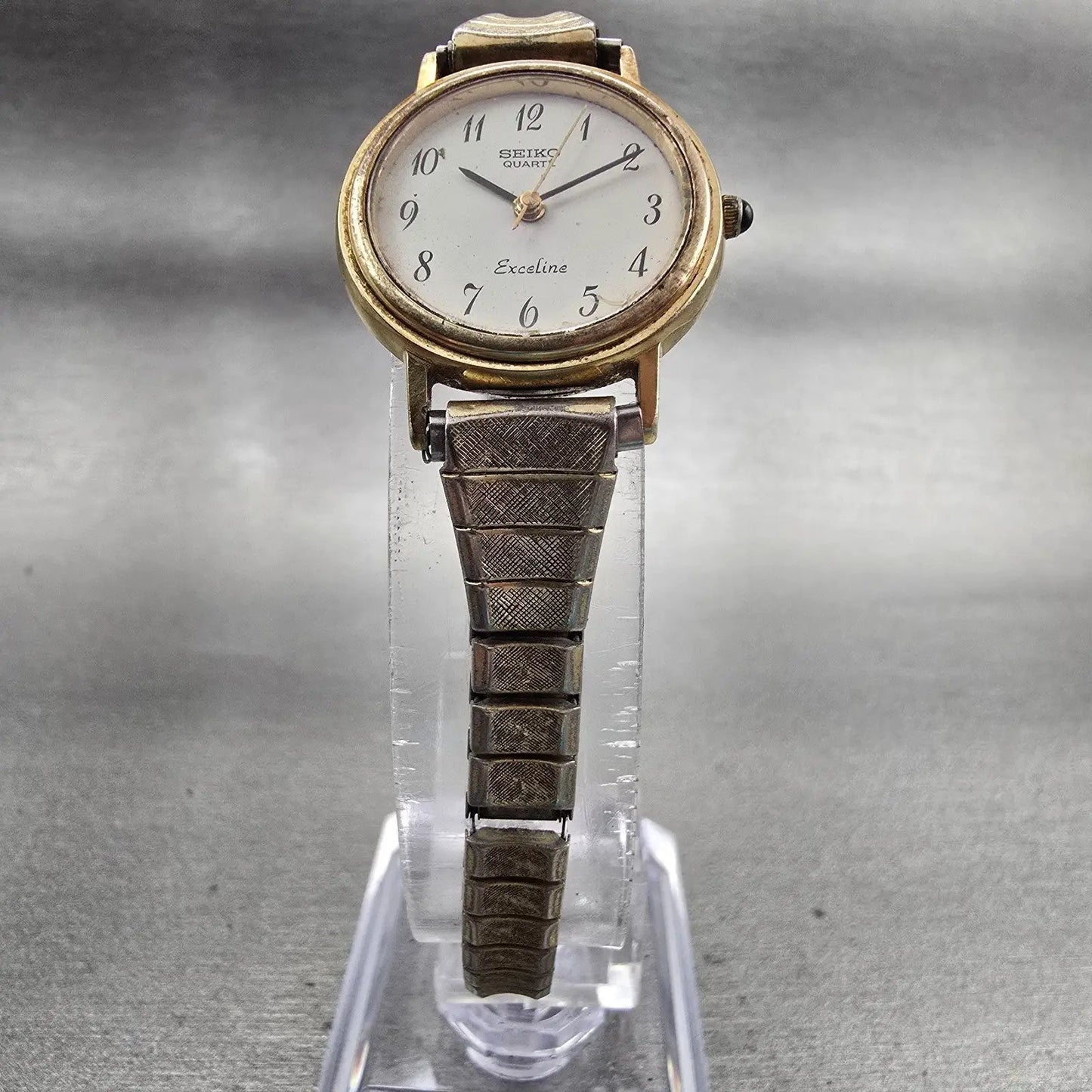 Seiko Exceline Watch Women 22mm Ivory Dial Gold Tone Round 7321-0070 New Battery5