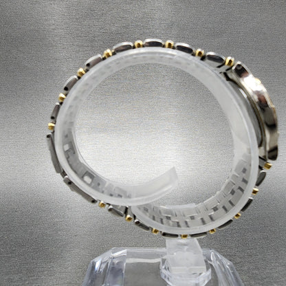 Bulova Watch Women Two Tone White Dial Date 25mm Round 98M36 New Battery8