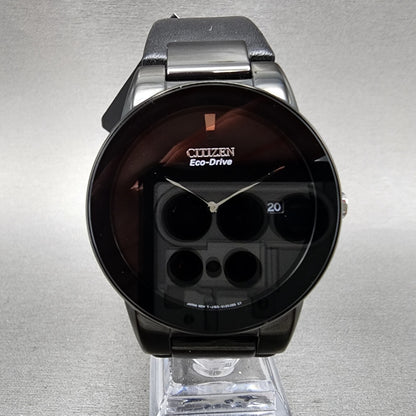 Citizen Eco-Drive Axiom Watch Men 40mm Black Dial Black Tone Leather Date Works