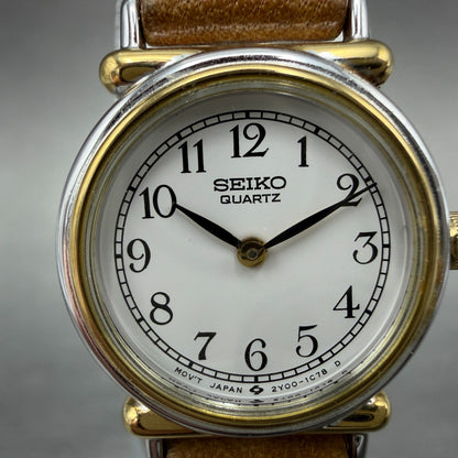 Seiko Watch Women 20mm White Dial Two Tone Round Vintage 2Y00-0B19 New Battery1