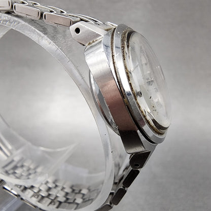 Seiko Matic Lady Watch Women 24mm White Dial Silver Tone date Round Runs VTG3