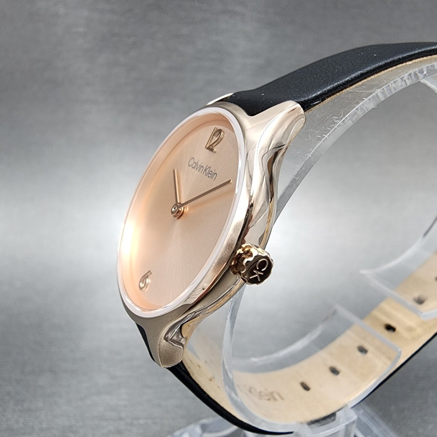 Calvin Klein Watch Women 28mm Pink Dial Rose Gold Tone Round Leather 252000602