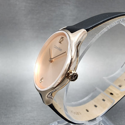 Calvin Klein Watch Women 28mm Pink Dial Rose Gold Tone Round Leather 252000602