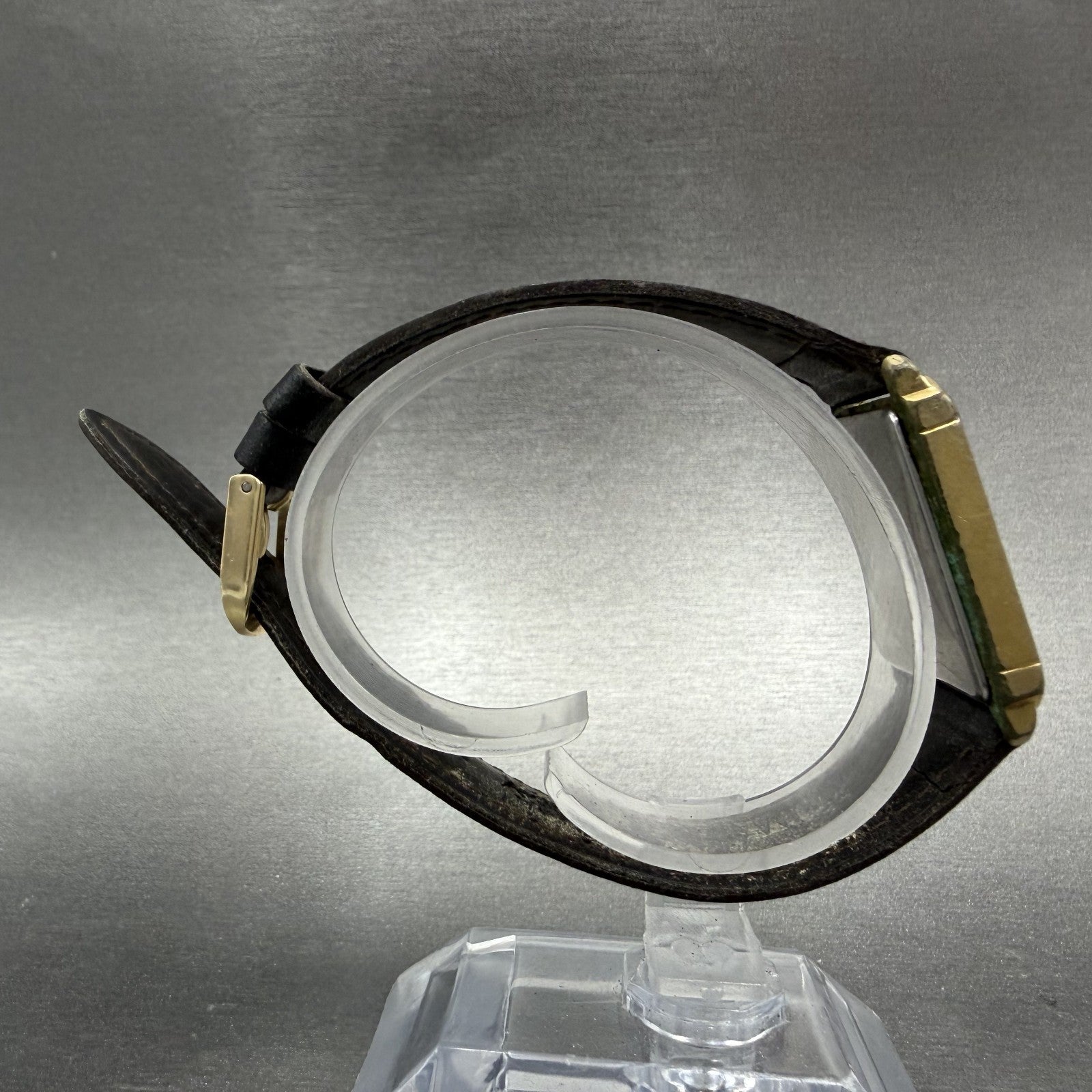 Seiko Dolce Tank Watch Men 26mm Black Dial Gold Tone Rectangle 5E31-5B90 PARTS9