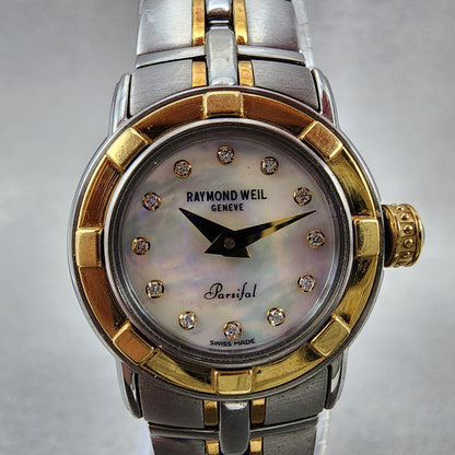 Raymond Weil Parsifal Watch Women 23mm MOP Dial Two Tone 9640 New Battery
