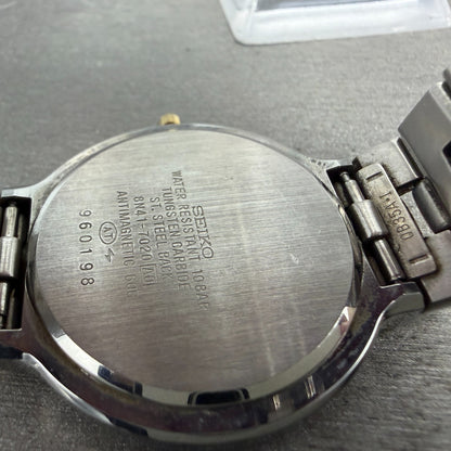Seiko Dolce Watch Men 35mm Cream Dial Two Tone Round 8N41-7020 New Battery GR9