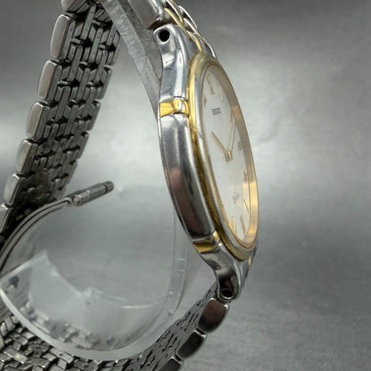 Seiko Dolce Watch Men 32mm White Dial Two Tone Round 5E30-6A00 New Battery3
