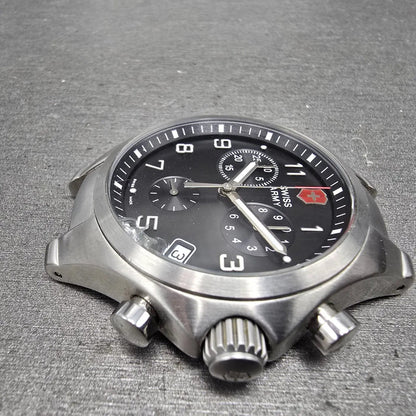 Swiss Army Base Camp Chronograph Watch Men 40mm Black Dial Steel 24722 New Batt5
