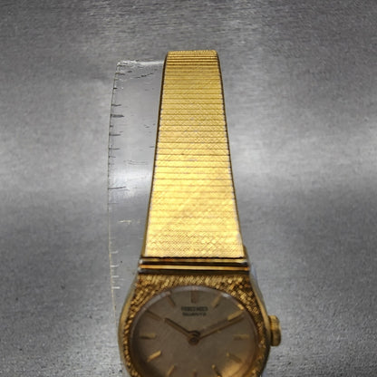 VTG Seiko Watch Women 17mm Champangne Dial Gold Tone Round 2C20-0250 New Battery