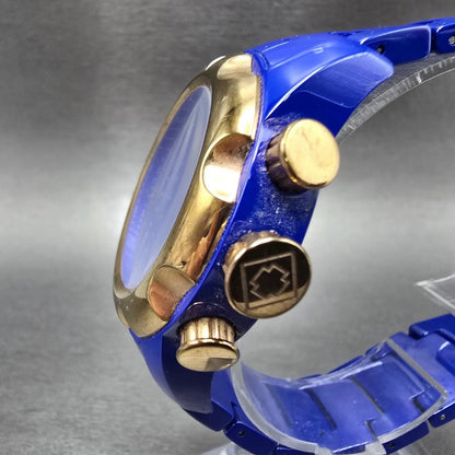 Invicta Chronograph Watch Women 39mm Blue Dial Blue Ceramic Date READ!!!!! 200702