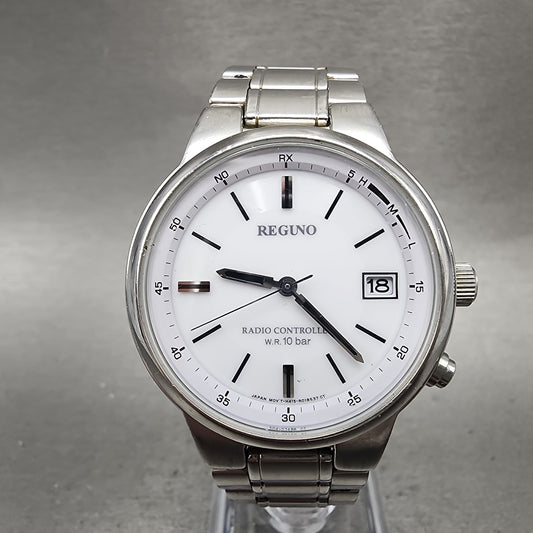 Citizen Reguno Solar Watch Men 38mm White Dial Silver Tone Dare Atomic Runs0