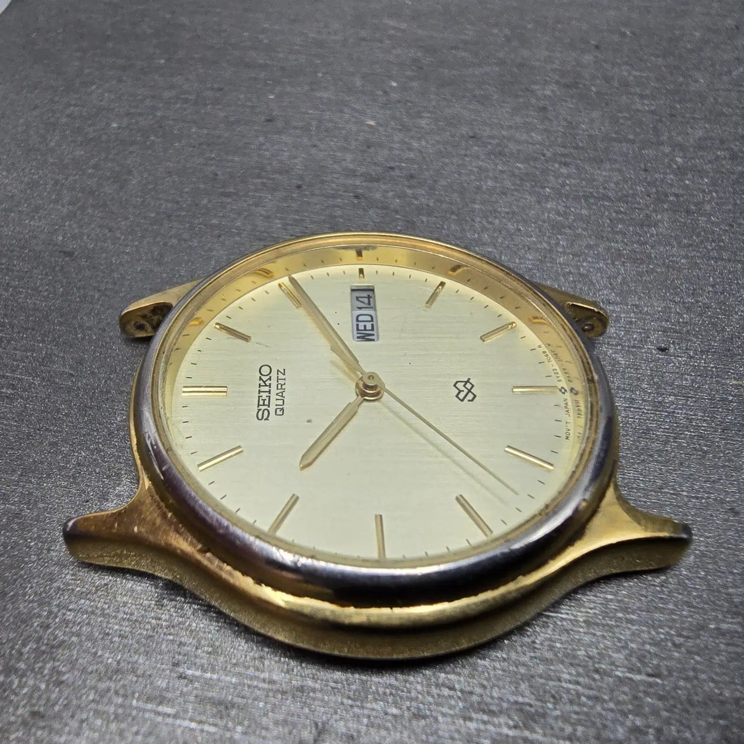 Seiko SQ Watch Men 34mm Champagne Dial Gold Tone Daydate READ!! 5y23-7030 NewBat4