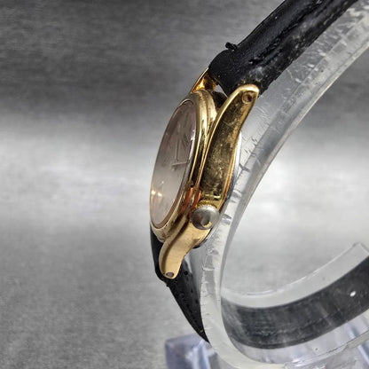 Seiko Watch Women 20mm Gold Dial Gold Tone Round 2P20-0080 New Battery Vintage2