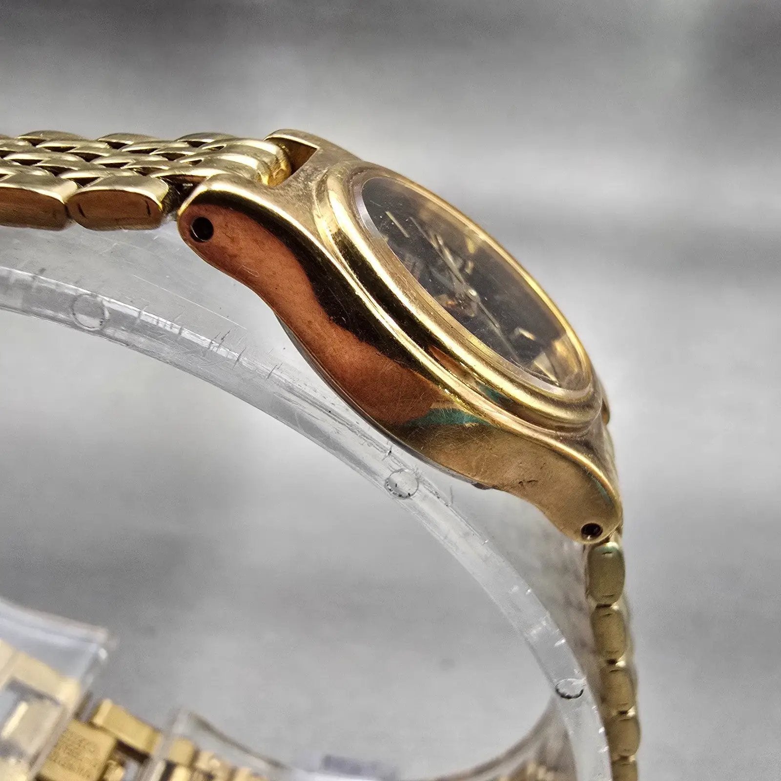Seiko Watch Women 18mm Black Dial Gold Tone Oval V401-5109 New Battery Vintage3