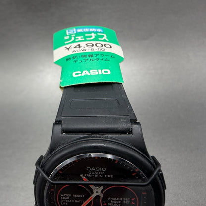 Casio AQW-5 Watch Men 36mm Analog Digital Black Tone Round VTG PARTS5