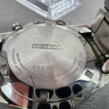 Seiko Chronograph Watch Men 40mm Blue Dial Silver Tone Date 8t63-00d0 NewBattery