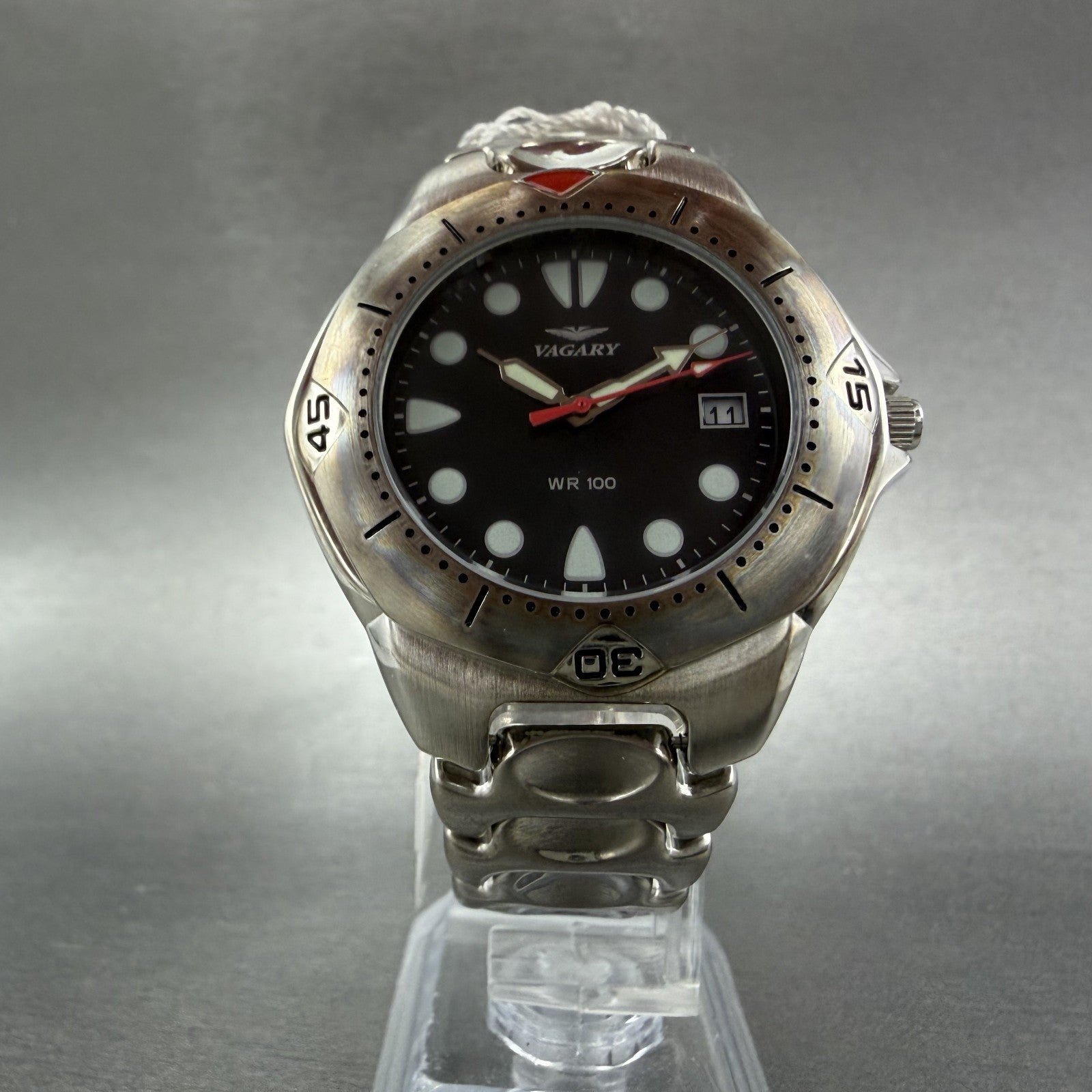 Citizen Vagary Watch Men 39mm Black Dial Silver Tone Date Round New Battery NOS5