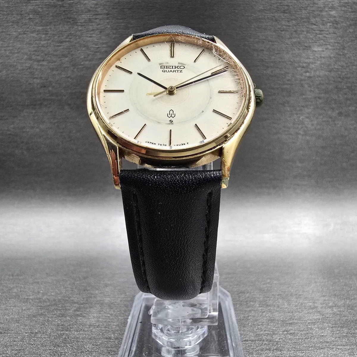 Seiko Watch Men 33mm Ivory Dial Gold Tone Round 7830-8030 New Battery Vintage5