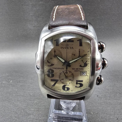 Invicta Lupah Chronograph Watch Men 40mm Cream Dial Steel Date 9819 New Battery0