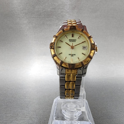 Seiko Sports 50 Watch Women 25mm Luminous Dial Two Tone Date Round New Battery5