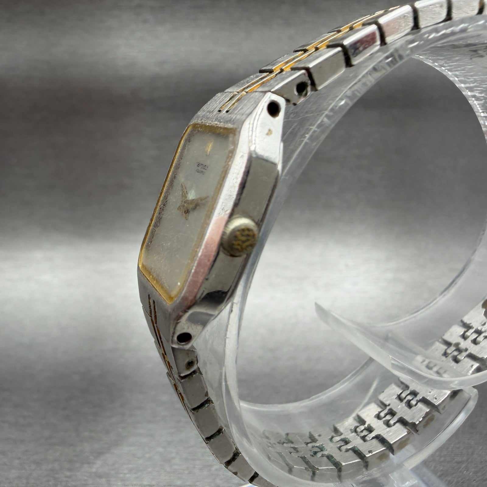 Seiko Watch Women 16mm Silver Dial Two Tone Octagon 2C20-5209 New Battery VTG 472