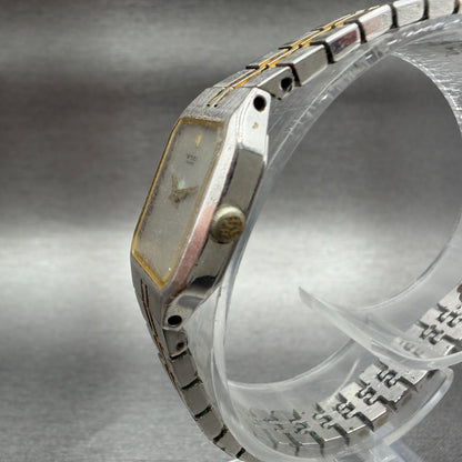 Seiko Watch Women 16mm Silver Dial Two Tone Octagon 2C20-5209 New Battery VTG 472