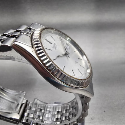 Citizen CQ Watch Men 35mm Silver Dial Silver Tone Daydate 1102-R12527 New Batt3