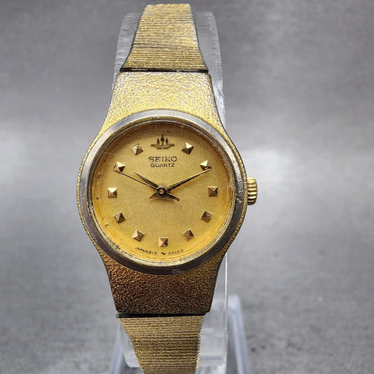 Seiko Watch Women 20mm Champagne Dial Gold Tone Round 8Y210020 New Battery0