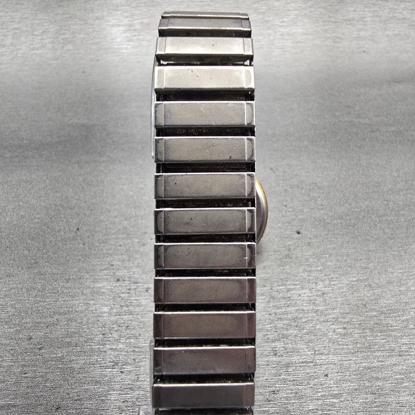 Seiko Watch Men 32mm Gold Dial Gold Tone Date Round 5Y39-7010 New Battery VTG7