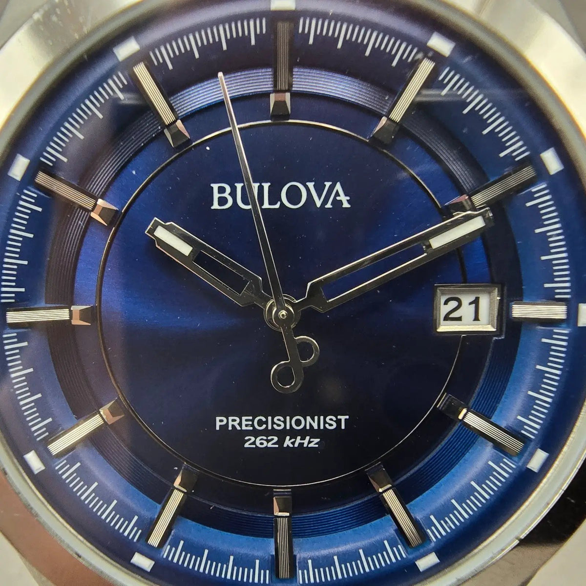 Bulova Precisionist Watch Men 43mm Blue Dial Silver Tone Date 96B257 New Battery1