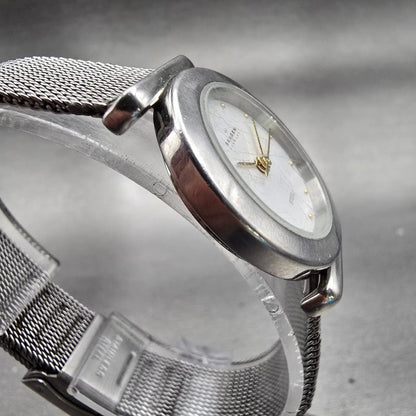 Skagen Watch Women 26mm White Dial Silver Tone Round 107SSSBD Mesh Band New Batt3