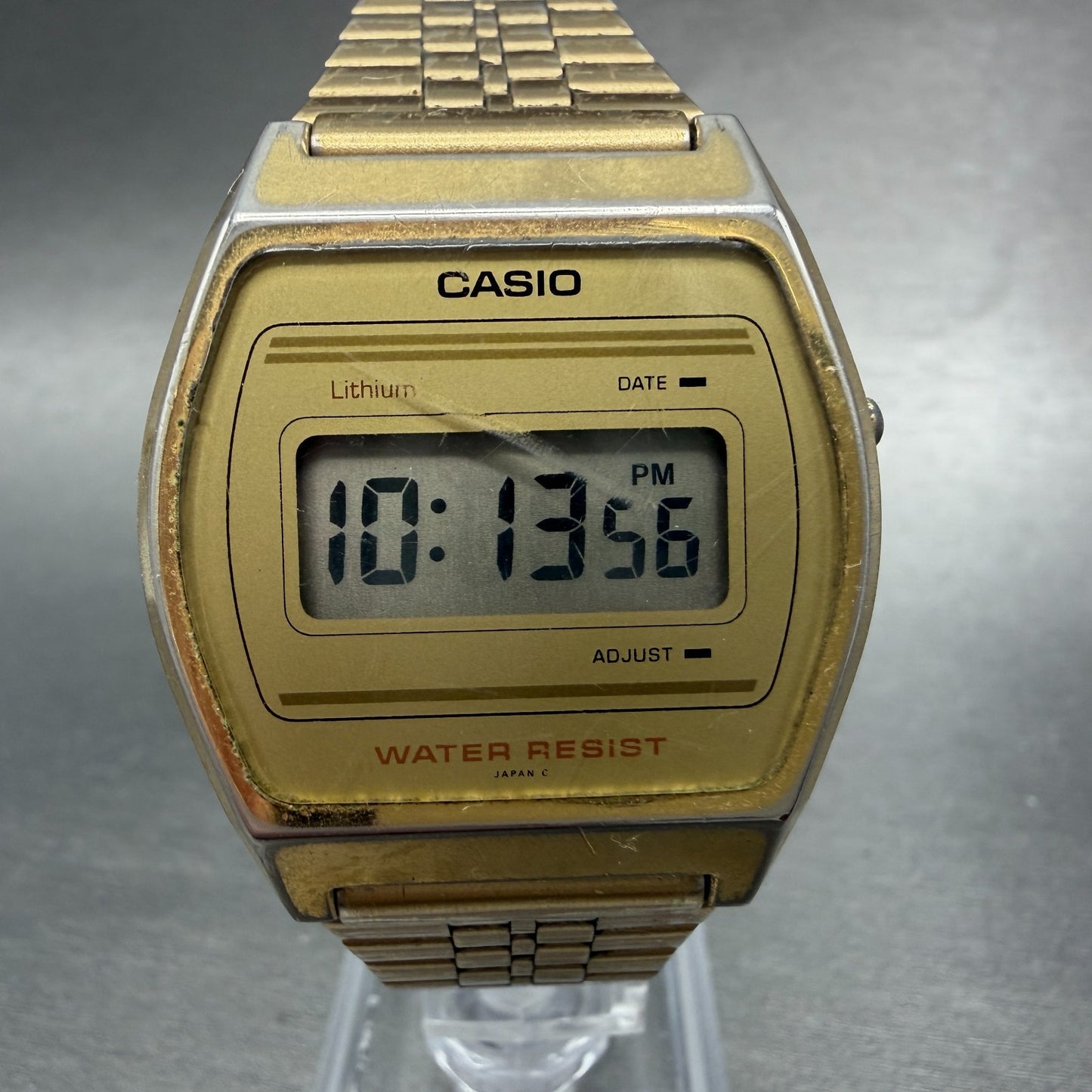 Casio B612W Watch Men 35mm Digital Gold Tone Date Round New Battery 350 VTG0