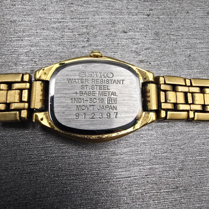 Seiko Watch Women 18mm White Dial Gold Tone Oval 1N01-5C19 New Battery Vintage10
