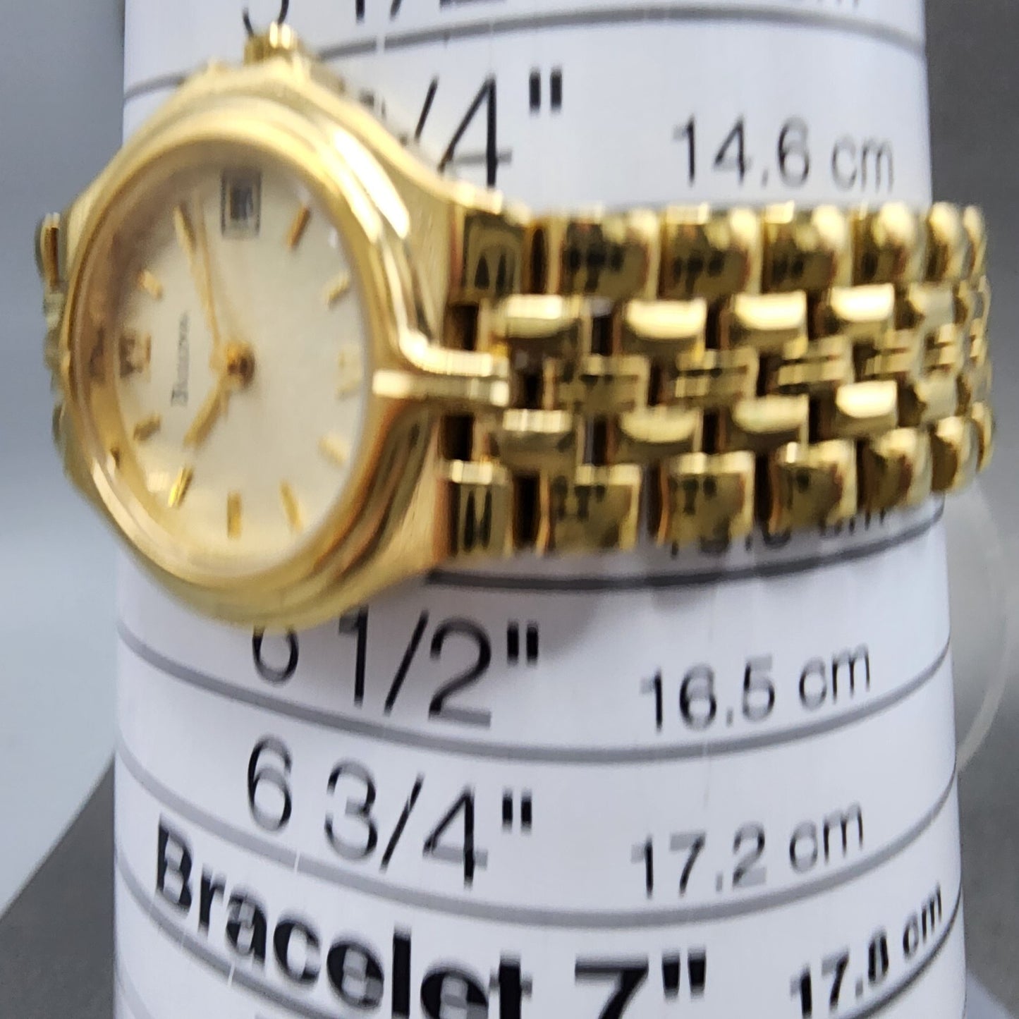 Bulova Watch Women 24mm Champagne Dial Gold Tone Date 97M02 New Battery10
