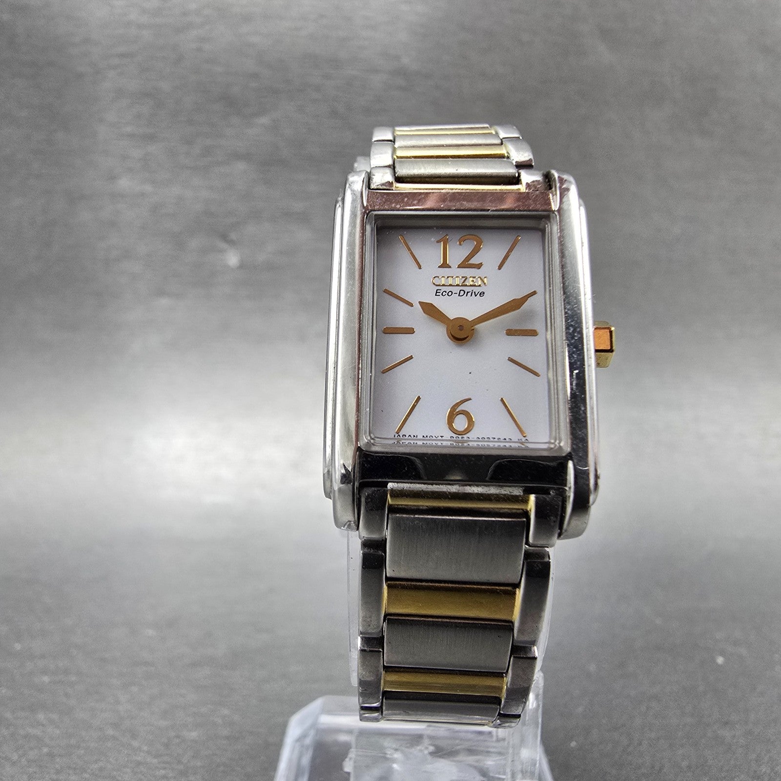 Citizen Eco-Drive Tank Watch Women 18mm White Dial Two Tone B023-S033802 Runs6