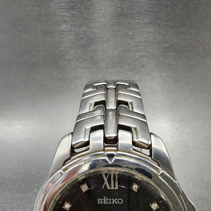 Seiko Watch Men 36mm Black Dial Silver Tone Date Round 7n420am0 New Battery4