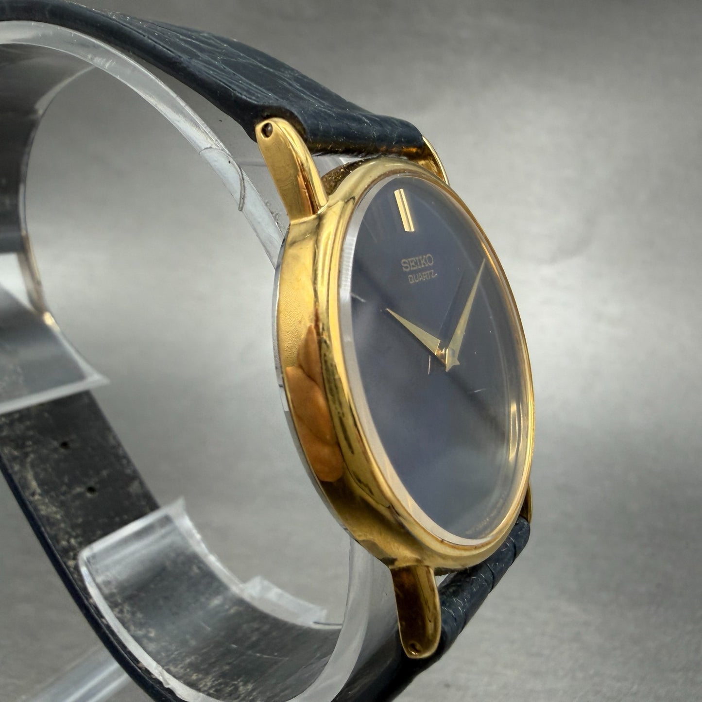 Seiko Watch Men 32mm Blue Dial Gold Tone Round 7N00-7A49 New Battery Vintage3