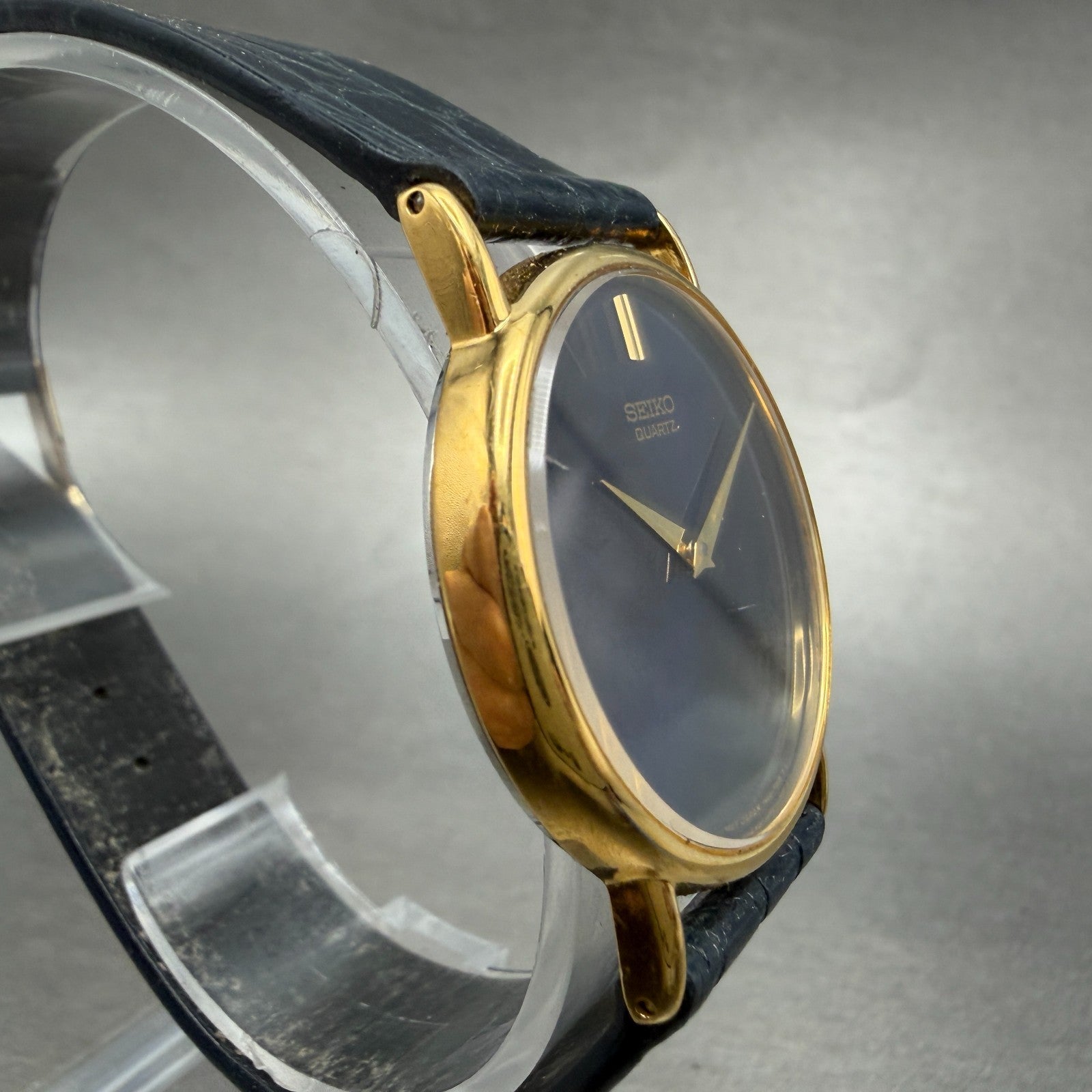 Seiko Watch Men 32mm Blue Dial Gold Tone Round 7N00-7A49 New Battery Vintage3
