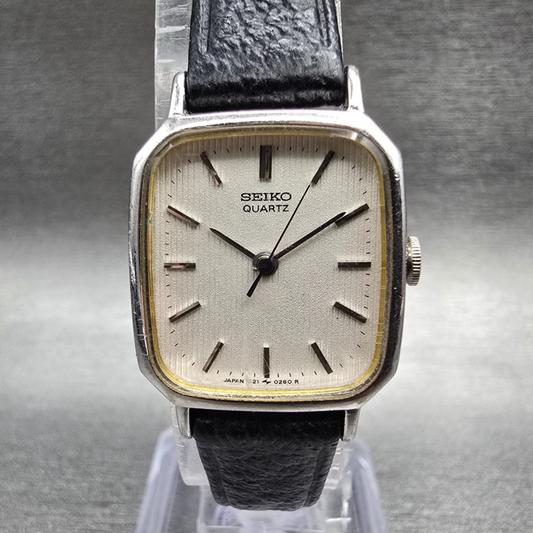 Seiko Watch Women 19mm White Dial Silver Tone Rectangle 1421-5130 New Battery0