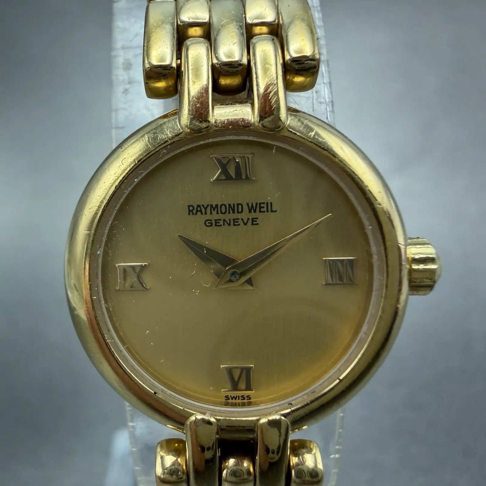 Raymond Weil Watch Women 20mm Gold Dial Gold Plated Round 5806-2 New Battery1