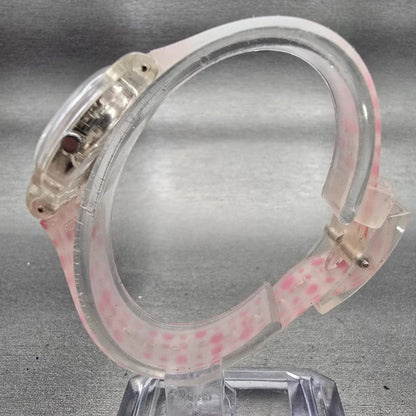 Swatch PINK SPOTS Watch Women Silver Dial Clear Case Round LK316 New Battery6